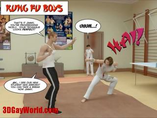 Kung fu garçons 3d gai dessin animé animé bandes dessinées